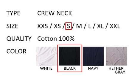 【Sサイズ】 EIJI T－SHIRT クルーネック ブラック _SM14-3 