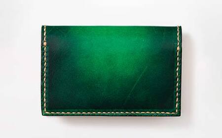 【paikaji leather南風】 牛革 名刺入れ グリーン 名刺約20枚収納 F2Y-6526