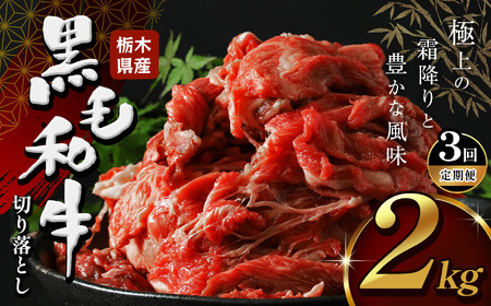 【定期便3回】 栃木県産牛 黒毛和牛 切り落とし 2.0kg | 栃木県 下野市
