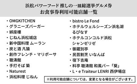 浜松パワーフード 推しの一皿総選挙 お食事券 10,000円分【お食事券利用可能店舗で使える食事券・グルメ券】浜松市