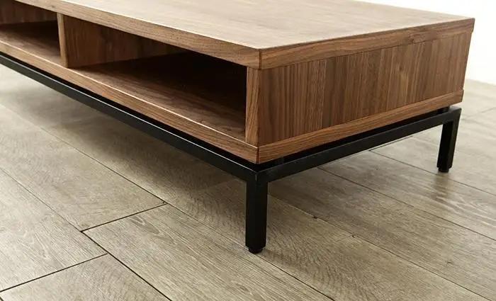 大川家具 ヴェロス 110cm センターテーブル アイアン脚 リビングテーブル 天然木ウォールナット