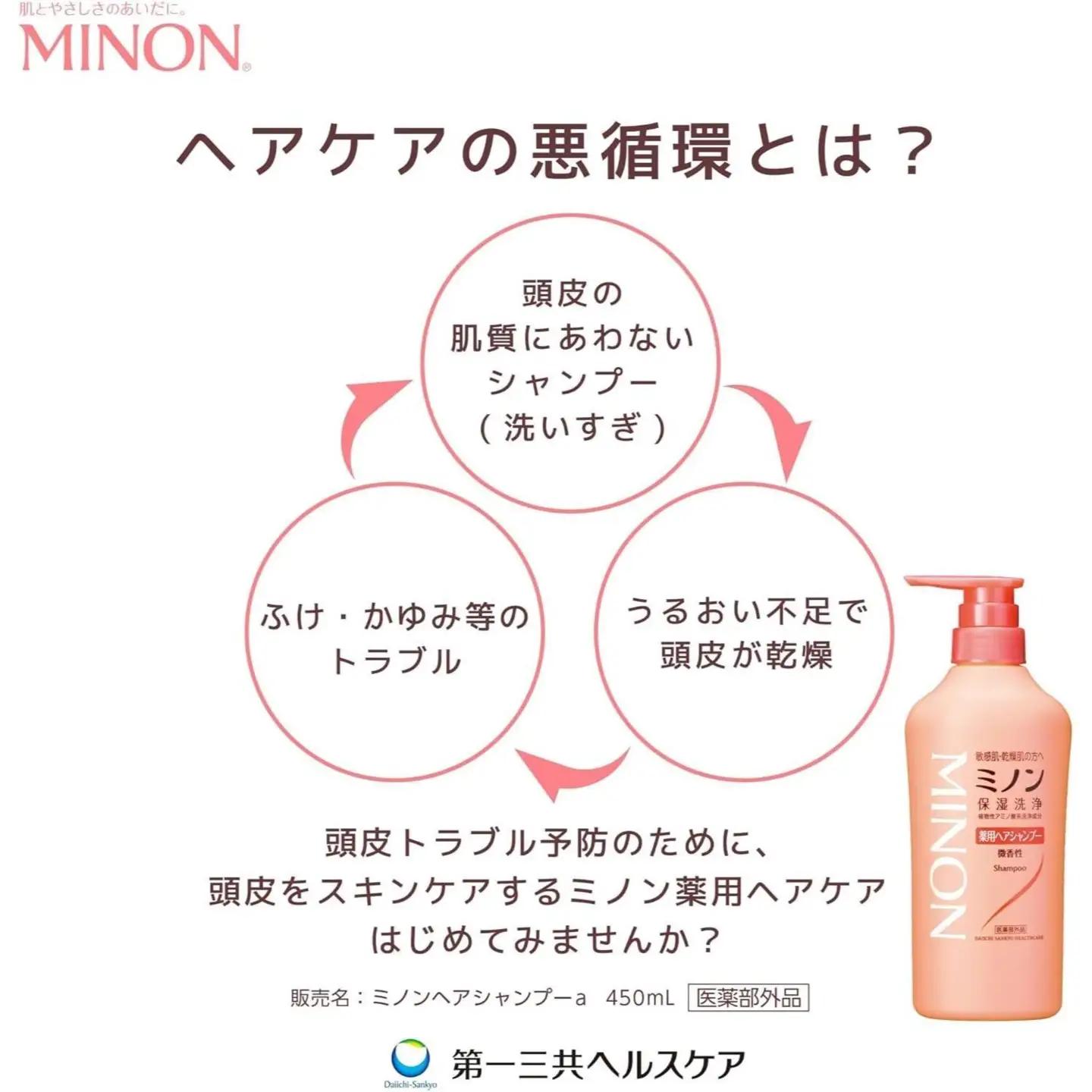 ミノン薬用ヘアシャンプー　詰替用（380ml）2個 / シャンプー 薬用シャンプー 薬用ヘアシャンプー ヘアケア 敏感肌 かゆみ フケ 保湿 弱酸性 低刺激性 薬用処方 日用品 ミノン 第一三共ヘルス