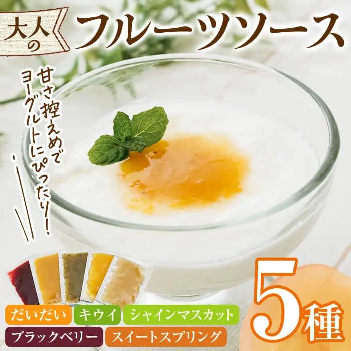 フルーツソース5種(合計200g・40g×5個) フルーツ ヨーグルトソース 低糖度 ソース ヨーグルト【118400100】【乙女キッチン】