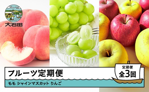 
                  【先行予約】 フルーツ定期便 全3回 もも 白桃 ぶどう シャインマスカット りんご サンふじ シナノゴールド 詰め合わせ  ns-fthsr3 ※沖縄・離島への配送不可
                