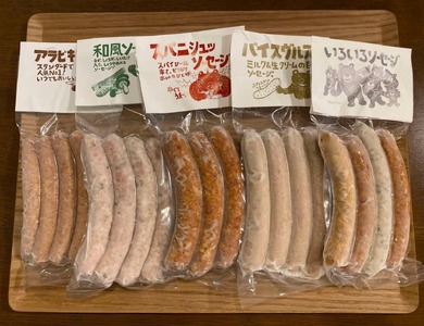 手作り腸詰めソーセージ詰め合わせ5袋　【15-123】