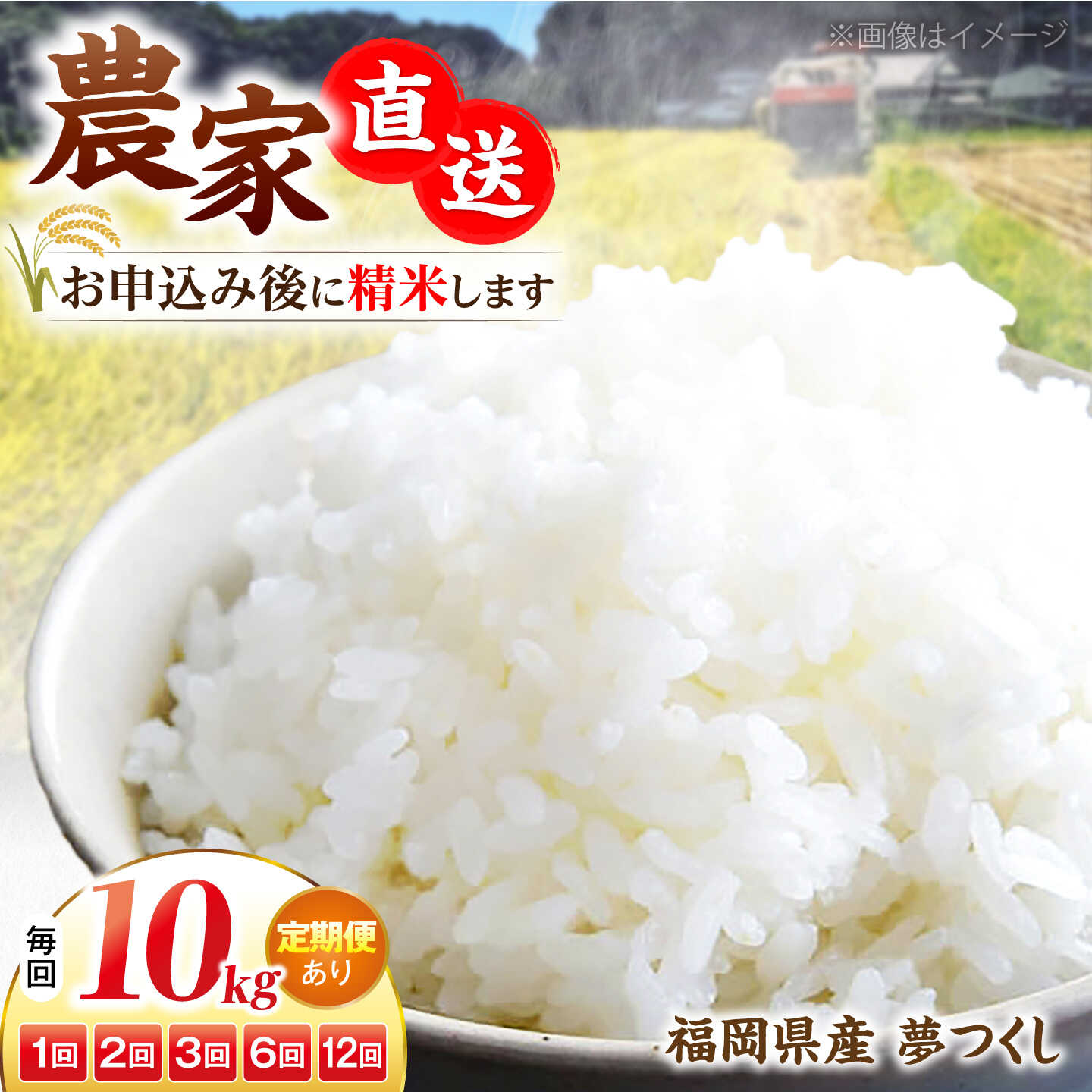【ふるさと納税】【令和8年産】 新米 福岡県産 夢つくし 10kg ×1袋 [選べるお届け回数]《豊前市》【湯越農園】[VBC003] 先行予約 先行受付 米 お米 精米 白米 ブランド米 国産 ごはん ご飯 単一原料米 こめ 人気 おすすめ ゆめつくし 10キロ もっちり 炊きたて