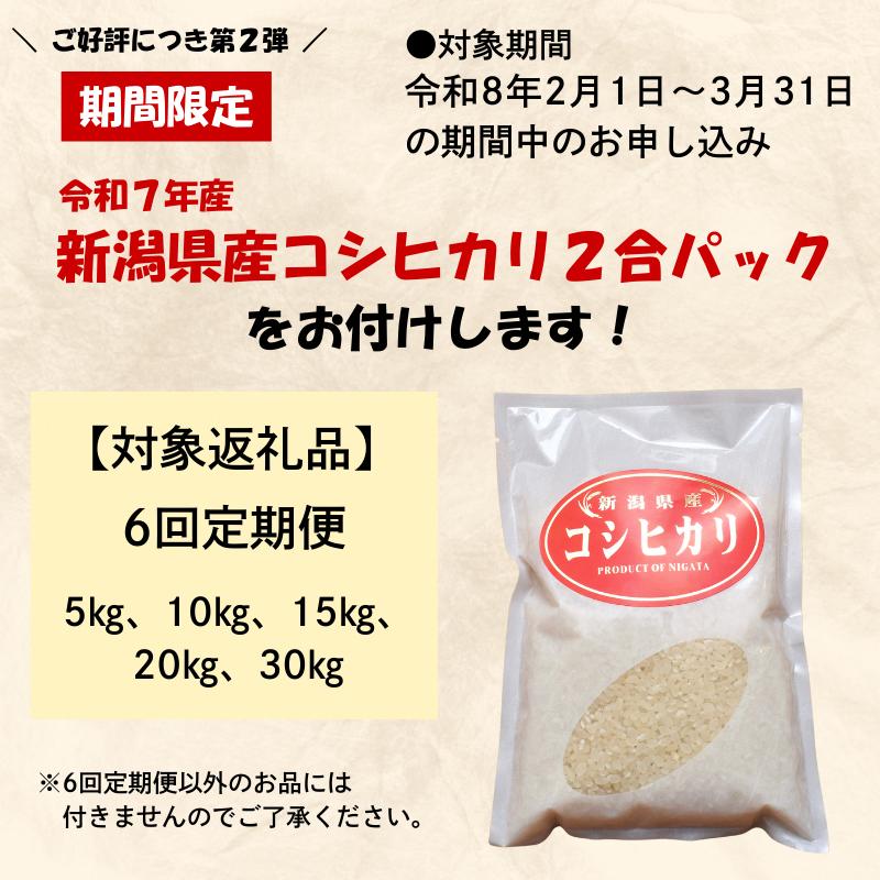無洗米 定期便 6ヶ月 こしひかり 5kg 令和7年産 米 お米 白米 精米 新潟県産 定期 6回