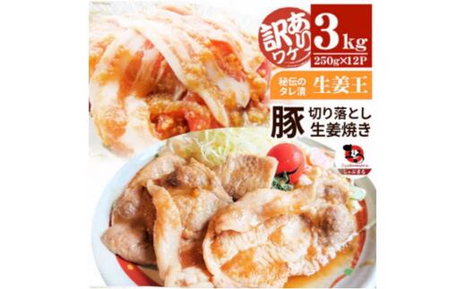 【ふるさと納税】訳あり　豚生姜焼き　《生姜王》3kg盛り　秘伝のタレ漬け　焼くだけ簡単生姜焼き 肉 豚肉 生姜焼き 生姜 秘伝 タレ タレ漬け コク 肉厚 ジューシー 濃厚 切り落とし 冷凍 香川県 三木町 おすすめ