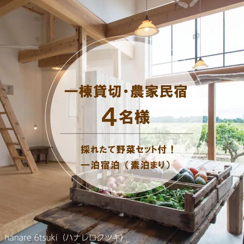 一棟貸切 農家民宿 ( 4名様 ） 採れたて 野菜セット付！ hanare 6tsuki (ハナレロクツキ） 一泊宿泊 (素泊まり）