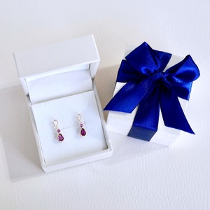 K10YG(10金) イエローゴールド 揺れる ロードライトガーネット アンティーク ピアス  保証書付  SR-2254 242-060-b