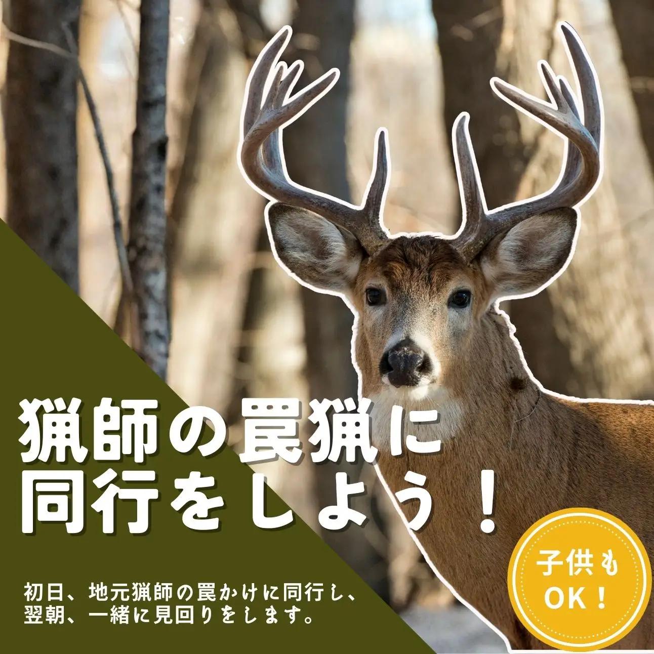 囲炉裏付き古民家「月夜見山荘」に泊まり、猟師の罠猟に同行しよう！（ファミリー向け）