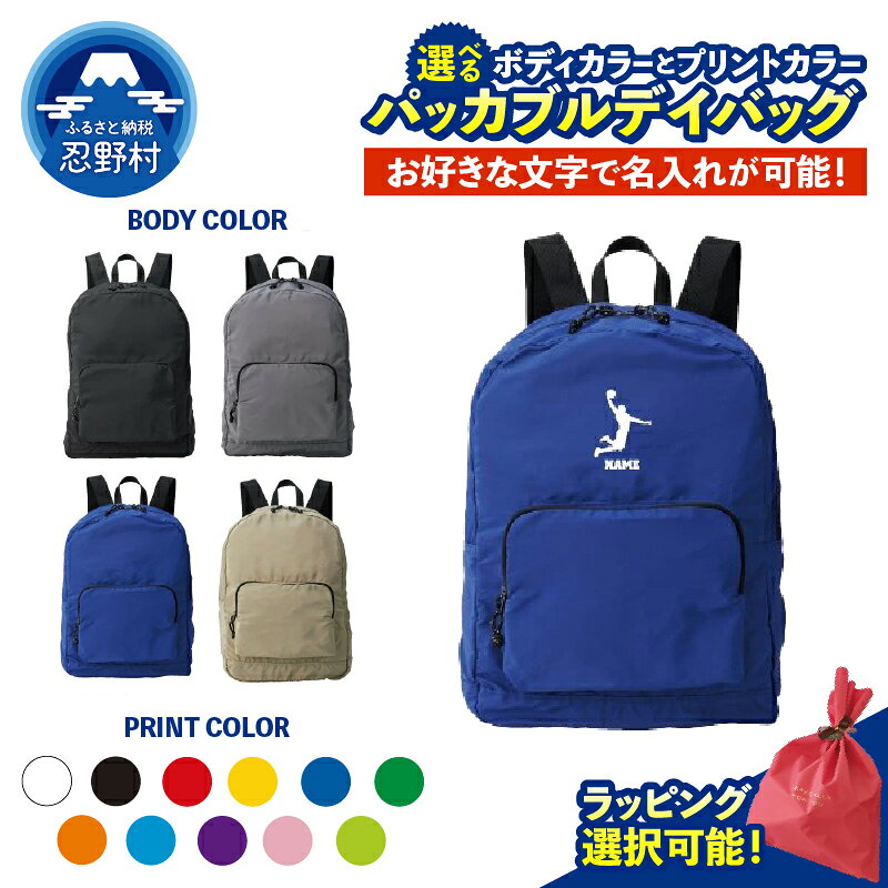 【ふるさと納税】パッカブルデイバッグ リュック 鞄 名入れ オリジナル セミオーダー カスタム オーダーメイド エンブレム 折りたたみバッグ コンパクト かばん リュックサック 日常使い プレゼント ラッピング有or無 送料無料 山梨県 忍野村