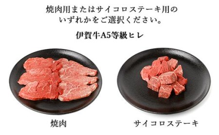 伊賀牛 A5 ヒレ・サーロイン サイコロステーキセットC 計約600g【最高級部位2種食べ比べ】