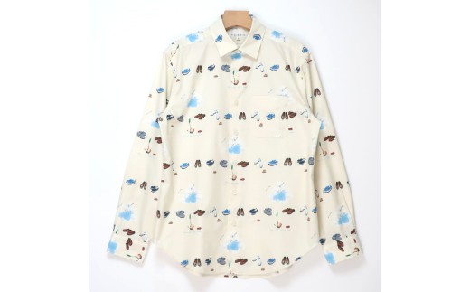 CLOFT 綿100％長袖プリントシャツ”たまにはぼっーとしようよ” XL 長袖 シャツ プリントシャツ デザイン おしゃれ 個性 上質 こだわり ギフト プレゼント 贈り物 東京 新宿 ベージュ ライトベージュ ナチュラル 0139-017-S07-3