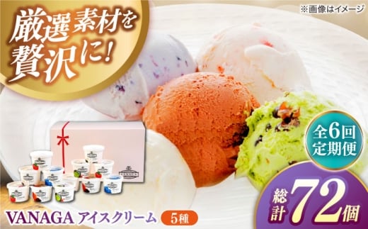 アイスクリーム 【全6回定期便】ご褒美アイスにぴったり！VANAGA 5種類のアイスクリーム12個入り アイスクリーム アイス 6回 6ヶ月 半年 毎月 12個 12個入り 5種 5種類 詰め合わせ セット 食べ比べ デザート スイーツ おやつ ごほうび 木次乳業 バニラ ストロベリー 抹茶あずき ビターチョコ 人気 おすすめ 島根 雲南 島根県雲南市/木次乳業有限会社 [AIBH030]