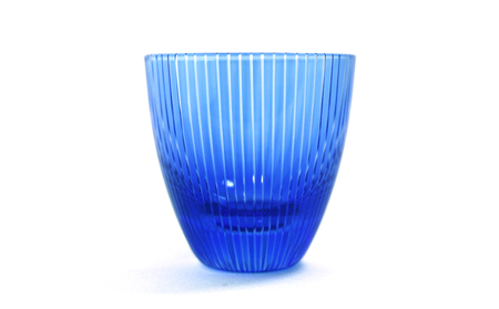 浅草切子 KANA KURITA「ぐい呑 千筋 青藍/金赤」ペアセット 木箱入り_0012-102-T07