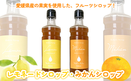 愛媛県産フルーツシロップ２本セット＜みかん・レモネード＞（簡易箱入り）｜シロップ　果実シロップ　みかん　レモネード　愛媛　シロップセット 【KK244】