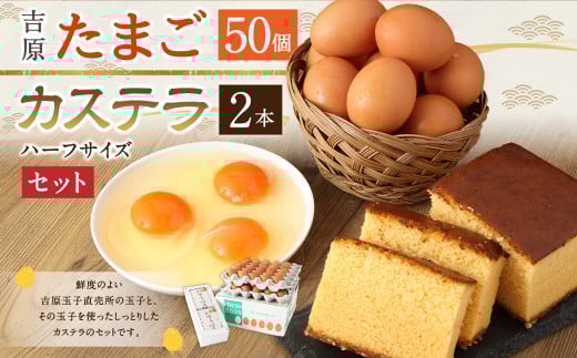 G-14 吉原玉子カステラセット たまご 50個 ＆ カステラ ハーフサイズ 2個 卵 カステラ