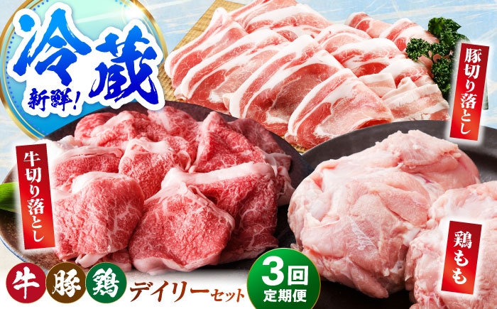 
                  【冷蔵発送】【全3回定期便】三栄のデイリーセット＜ 牛 豚 鶏 ＞【肉の三栄】 佐賀牛 切り落とし 豚 ありたどり 牛肉 豚肉 鶏肉 定期 定期便 セット 普段使い 冷蔵 佐賀県 江北町 [HAA200]
                