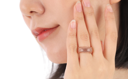 K18PG 格子柄デザインリング　Ｒ3942-R【サイズ：8号～15号（0.5号刻み対応可）】