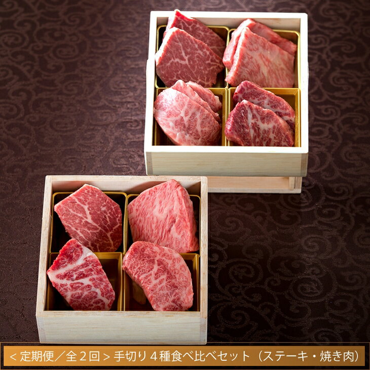 【ふるさと納税】【定期便 / 全2回】常陸牛 肉匠の手切り4種 ステーキ 焼肉 食べ比べセット 66000円 黒毛和牛 国産牛 高級 お歳暮 内祝い 出産 結婚 ギフト対応 茨城県 水戸市【肉のイイジマ】（DU-9）