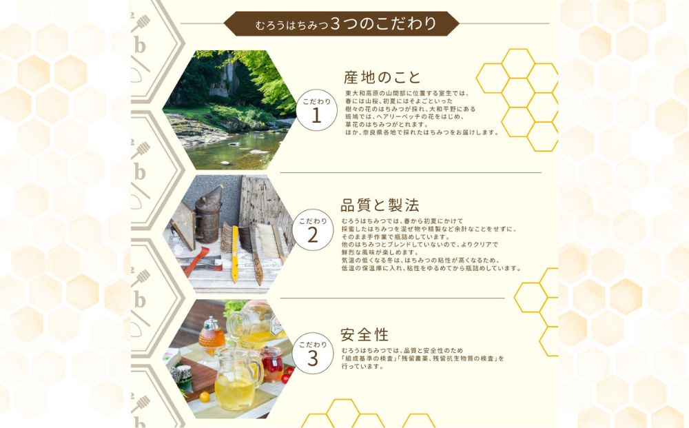 奈良産純粋はちみつ300g×2個(600g)／ むろうはちみつ 66832 室生 国産 蜂蜜 ハニー ギフト お取り寄せ ふくさきわう 奈良県 宇陀市