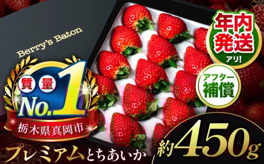 【11～12月発送発送】とちあいか贈答用 黒箱450g ｜栃木県 真岡市 果物 苺 イチゴ 人気 数量限定 ギフトBOX 日本一 いちご王国栃木の首都もおか 農林水産大臣賞 受賞 生産者 JGAP認証の農家セレクト ギフトBOX