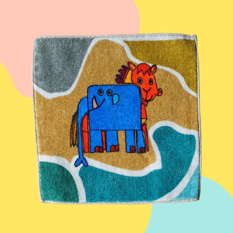 小牧市のアーティスト奥山優さんのタオルハンカチセットWILD ANIMALS 小牧市制70周年記念