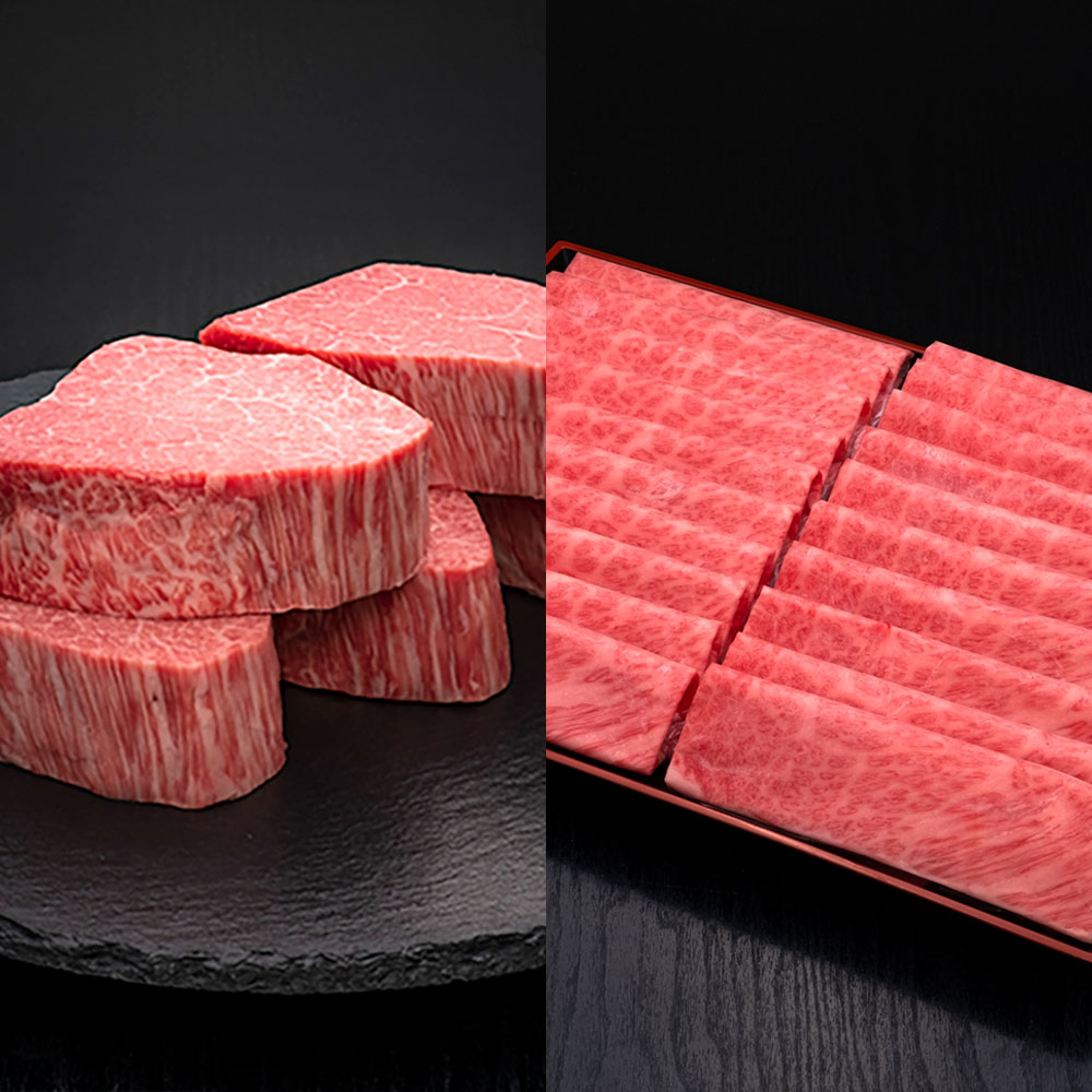【ふるさと納税】＜選べる容量＞A5等級 博多和牛 ヒレシャトーブリアン 満足Gセット 約2kg～12kg 肩ロース 薄切り うす切り 牛肉 和牛 お肉 肉 牛 ヒレ肉 ヒレ ステーキ 厚切り ダイヤモンドカット しゃぶしゃぶ すき焼き セット 九州 福岡県 福岡 糸田町 糸田 冷凍 送料無料