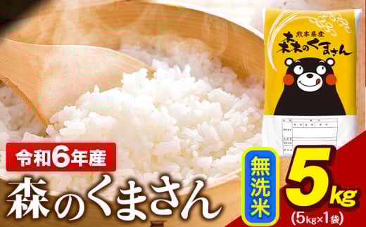 令和6年産 無洗米  森のくまさん 5kg × 1袋  熊本県産 単一原料米 森くま《7-14日以内に出荷予定(土日祝除く)予定》 送料無料