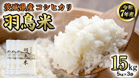 《 令和7年産 先行予約 》 コシヒカリ 「幻の米 羽鳥米」 15kg (5kg × 3袋) 筑波北麓秘蔵米 お米 ごはん 精米 コメ 白米 国産 茨城県 桜川市 限定 期間限定 数量限定 銘柄米 [AX001sa]
