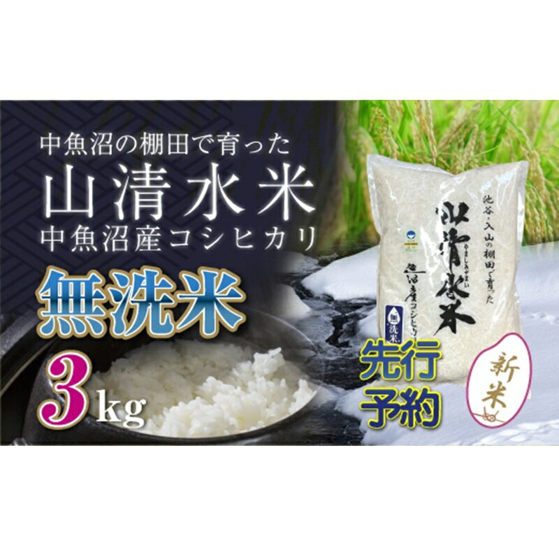 【ふるさと納税】【令和8年産 先行予約】新潟県魚沼産コシヒカリ「山清水米」無洗米3kg　お届け：2026年10月10日から、順次発送します。