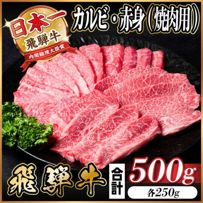 
            飛騨牛 カルビ・赤身(焼肉用)500g(各250g)【1543761】
          