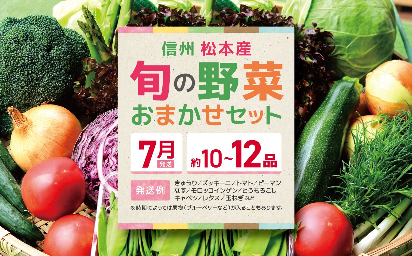 
            【先行受付：2026年発送】【7月発送】 信州松本産・旬の野菜 おまかせセット（約10～12品） │野菜 やさい 旬 旬の野菜 新鮮 自然 セット 野菜セット 美味しい 長野県 信州 松本 ふるさと納税
          