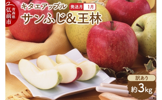 【27年1月発送】りんご サンふじ・王林【訳あり】約3kg キタエアップル 青森県 弘前市 [先行予約 サンふじ 王林 りんご 訳あり 家庭用 アップル おいしい 果実 果物 赤色 黄色 美味 林檎]