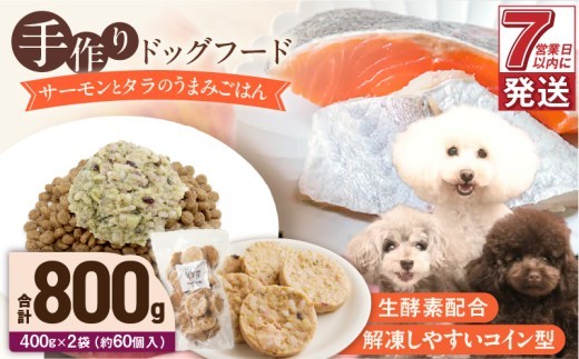 1cofood 手作りドッグフード サーモンとタラのうまみごはん 400g×2袋_Pf016
