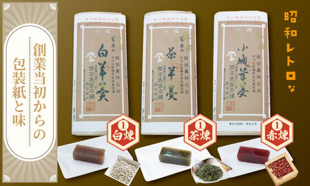 岡本為吉本舗の小城羊羹3本セット 赤煉1・茶煉1・白煉1 B120-082 和菓子和菓子和菓子和菓子