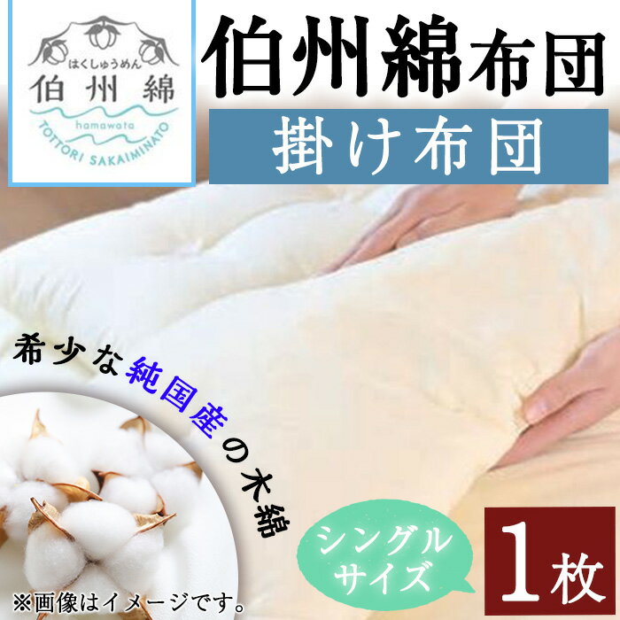 【ふるさと納税】伯州綿布団 シングルサイズの掛け布団(1枚)国産 日本製 掛け布団 寝具 シングル 綿100% 手造り 通気性 吸湿性 保温性 睡眠 眠り ギフト 贈り物 プレゼント コンシェルジュ 【sm-BT001】【柏木商会】
