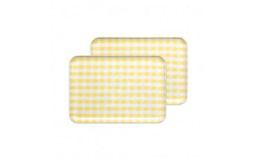 【イエロー2枚組】ST ランチョン トレー M 33cm ミルキー チェック タツクラフト 【Tk76】