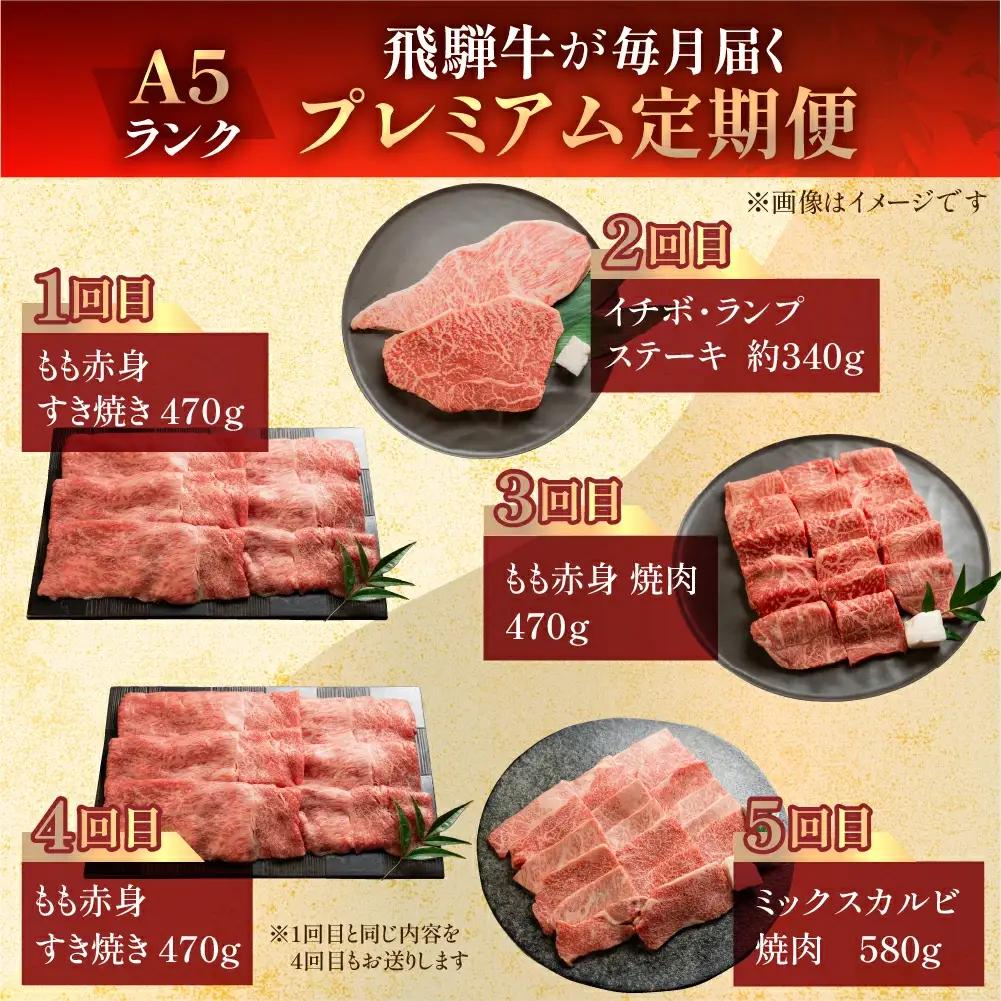 【定期便5回】飛騨牛 (すき焼き / ステーキ / 焼肉) 【11-N】