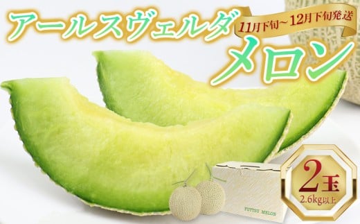 アールスヴェルダ メロン 2玉（2.6kg以上）【11月下旬～12月下旬発送】　本田農園
