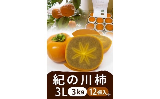 
                  【2026年発送】黒の奇跡☆九度山の紀の川柿 3Lサイズ12個入 約3kg【2026年10月上旬～2026年10月下旬頃順次発送予定】【A-frks185】
                