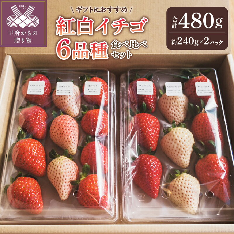 【ふるさと納税】 いちご 紅白いちご 先行予約 食べ比べ セット ギフト 贈答 プレゼント 採れたて フルーツ 6品種 約240g×2パック 冷蔵 フルーツ王国山梨 甲府市産 k222-009