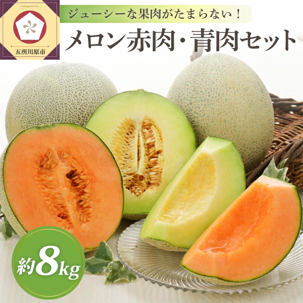 【ふるさと納税】★高評価★【 2025年 先行予約 発送時期が選べる 】 津軽の メロン 約8kg ( 赤肉 青肉 セット ) 4～6玉 秀～優 青森産 フルーツ 果物 デザート 品種 おまかせ 詰め合わせ 送料無料 お取り寄せグルメ 産地直送 めろん 青森県 五所川原市