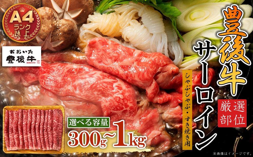 
                  【選べる容量】【厳選部位】豊後牛サーロインしゃぶしゃぶすき焼き用300g～1kg　D18-20oya
                