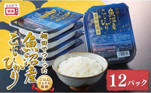 魚沼産コシヒカリ 雪中貯蔵米パックご飯 12個セット ごはんソムリエ監修 パック ご飯 ごはん レトルト たかの| 新潟県産 コシヒカリ お米 米 こしひかり 魚沼産 ブランド米 非常食 備蓄 防災 防災食【0002-0195-02】