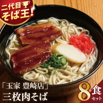 ふるさと納税 豊見城市 「玉家 豊崎店」の三枚肉そば8食セット | 沖縄そば 生麺 豚肉 かつおだし 人気