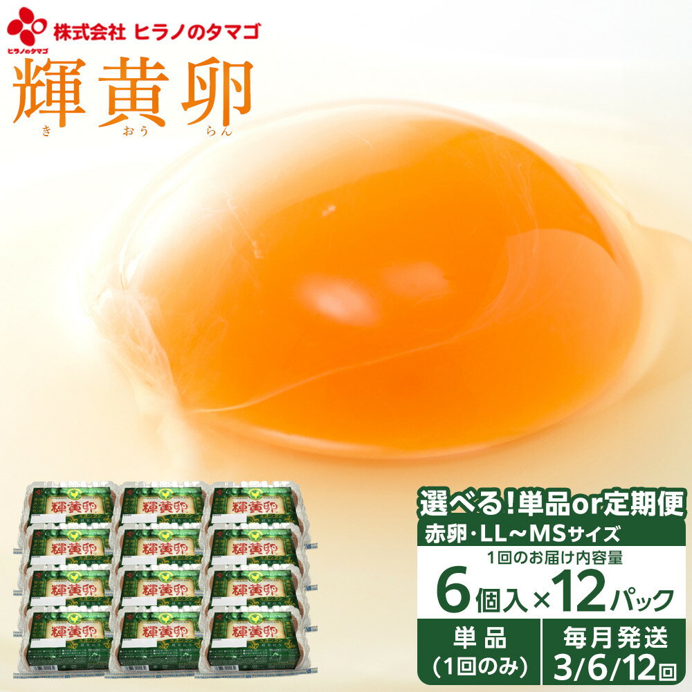 【ふるさと納税】＼定期便も選べる！／ 輝黄卵 （ きおうらん ） 72 個 （ 6 個入り × 12 パック ) | 卵 たまご タマゴ 鶏卵 生卵 新鮮 濃厚 卵かけご飯 朝食 料理 人気 美味しい 筑前町産 楽天ふるさと納税 おすすめ 送料無料