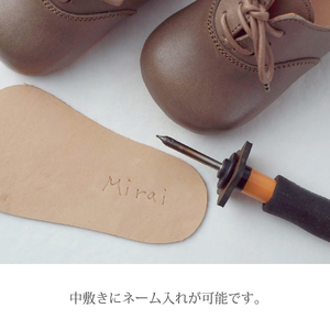 Baby DECO【キャメル】《革靴 ネーム入れ 子供靴 プレゼント 贈答用 ベビー 子ども くつ かわいい ギフト キャメル 化粧箱付き 手作り》