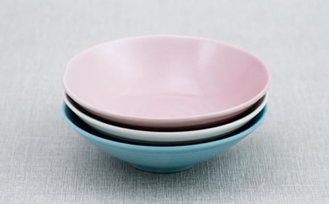 【波佐見焼】アイシー ボウル 小 （ホワイト・ピンク・ブルー） 3点セット【団陶器】 [PB110]